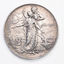 REGNO D'ITALIA 2 Lire 1911 Cinquantenario Argento