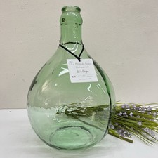 Damigiana in vetro antica da 5 Litri vecchio boccione verde chiaro per vino 