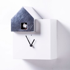 ETTORE 2057 bianco/foglia argento Orologio cucu da parete e tavolo Domeniconi