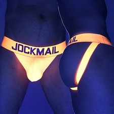 Jockmail Mens UV Reattivo Sospensorio Intimo Jock Strap Clubbing Breve Perizoma @