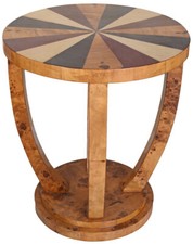 Art Deco Tavolo Tondo Intarsi Tavolino da Tè Antico Tabella Del Sofà IN Legno