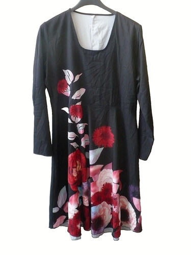 Vestito nero con fiori - fiori, _
