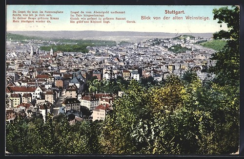 Cartolina stoccarda vista - stoccarda,,