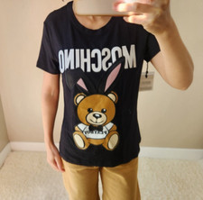 T-shirt Moschino Couture Jeremy Scott Teddy Bear Playboy Pom nuova con etichette taglia 42 US8 FC418