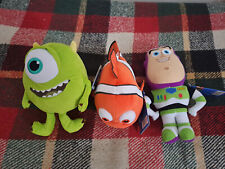 Lotto 3 Peluche Disney Pixar-Buzz Lightyear,Nemo,Mike di Monster e Co come nuovi