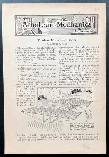 Tandem monoplano glider 1913 - "tandem,