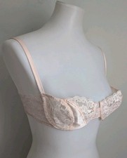 Reggiseno Vintage Christian Dior 4775 Chantilly Pizzo Raso Demi Rosa Ferretto 36C USA