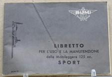 libretto uso manutenzione rumi sport 125 moto d'epoca motoleggera copia d'epoca