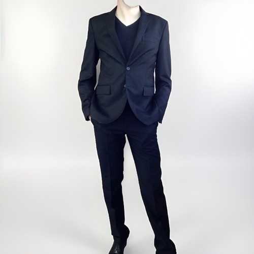 Abito uomo nero slim - uomo, gessato