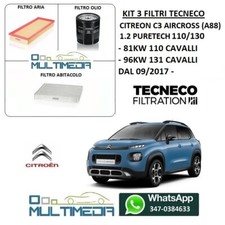 TAGLIANDO 3 FILTRI TECNECO CITROEN C3 AIRCROSS 1.2 PURETECH 81KW 110 96KW 130 CV