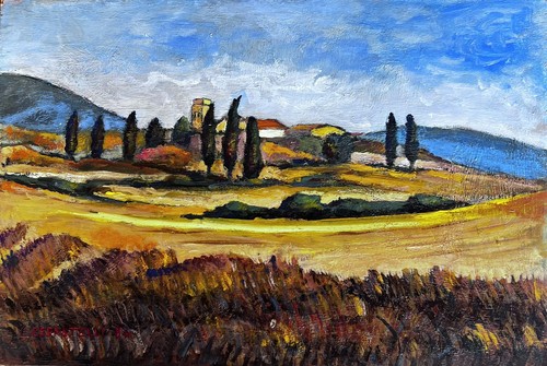 Paesaggio toscano olio - “paesaggio,