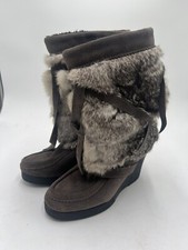 Stivali Muks Muk luks Mukluks pelliccia di coniglio taglia 7 donna zeppa caldi invernali