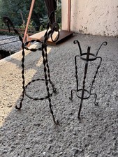 PORTAVASI DA TERRA   VINTAGE SECONDA META' DEL SECOLO SCORSO IN FERRO BATTUTO