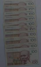 belgio lotto DI 10 BANCONOTE 100 franchi anni '80 Architettura Hendrik Bayaert