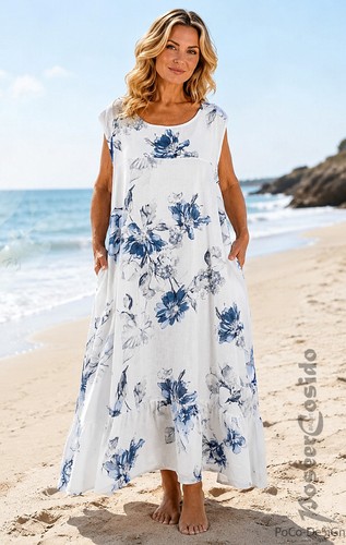 Lagenlook abito lino spalline - lagenlook,