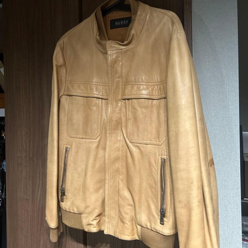 Giacca pelle beige usata - giacca,