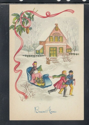 Cartolina buon anno casa - anno,