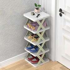 Scarpiera 5 ripiani pieghevole , colore bianco+azzurro