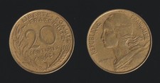FRANCIA 20 CENTIMES 1963 KM #