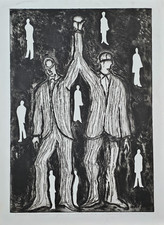 Roberto Barni ( Pistoia, 1939) Opera "Vincitore e vinto" Acquaforte Firmata Rara