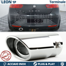 1x TERMINALE di Scarico OVALE per SEAT LEON 1P Acciaio Inox Cromato Plug & Play