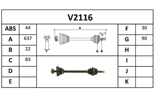 Semiasse bolk 638mm - bolk,