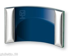 CORNICE in CRISTALLO CURVO Cm.18x13  LASTRA ARGENTO 925% DECORO MARTELLATO 617/3