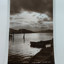 LAGO D’ISEO ULTIME LUCI  CARTOLINA ANTICA D' EPOCA VIAGGIATA SPEDITA 1942