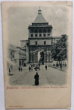 Cartolina Palermo Porta Nuova animata carrozza negozi paesaggistica T14