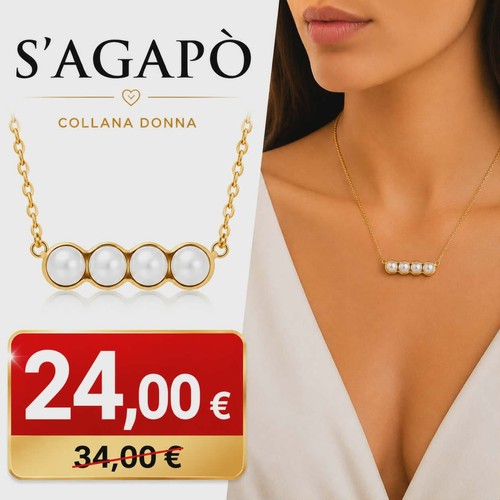 Collana dorata perle donna - collana,