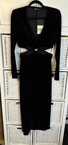 Abito midi zara nero velluto - abito,