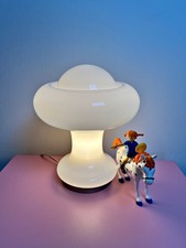 LAMPADA DA TAVOLO A FUNGO IN VETRO INCAMICIATO BIANCO SPACE AGE MURANO