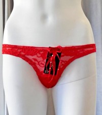 Sexy da donna slip di pizzo mutandine tanga biancheria intima ROSSO natale 