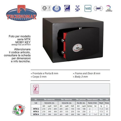Cassaforte mtk 21x34x30 - cassaforte,