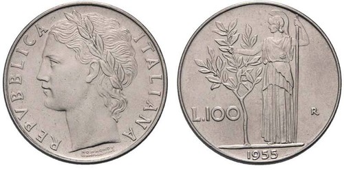 Monete 100 lire - minerva,
