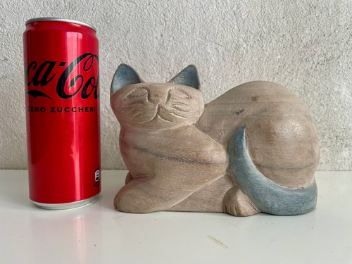 Gatto legno dipinto mano - gatto,
