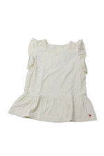 Top rosa pollo bambina cotone arricciato senza maniche peplo panna taglia 14