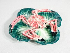 ⚜️ SALSIERA ANTIPASTIERA VASSOIO CERAMICA SCULTURA GRANCHIO DIPINTA A MANO