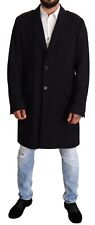 DOLCE & GABBANA Jacket Trench Coat Long Blue Wool Stretch IT46/US36/ S RRP $2000