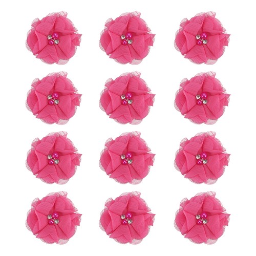 12pcs fiori chiffon - chiffon, con