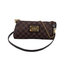 Autentica borsa a tracolla Louis Vuitton Damier Ebene Pochette in tela Eva