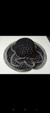 Cappello di paglia nero e bianco con velo donna