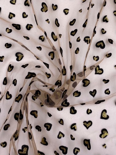 Tessuto tulle fiocco - tessuto, cuori