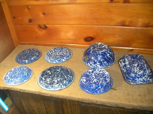Piatti ciotole smaltati blu - ciotole,