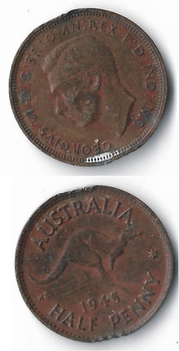 Australia penny 1945 - 1/2,
