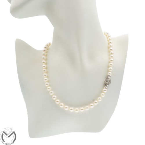 Collana perle oro bianco - 18, kt