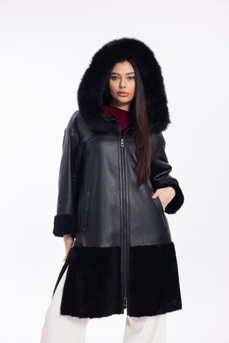 Cappotto donna shearling nero