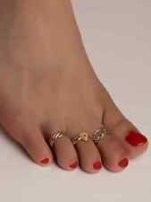 3 pezzi Anello anellini donna del dito del piede scavato intrecciato dorato