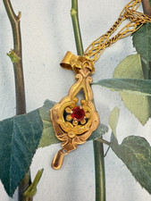 collana necklace  + pendant ciondolo vintage Old gold ORO ANTICO6-7 KT inizi 900