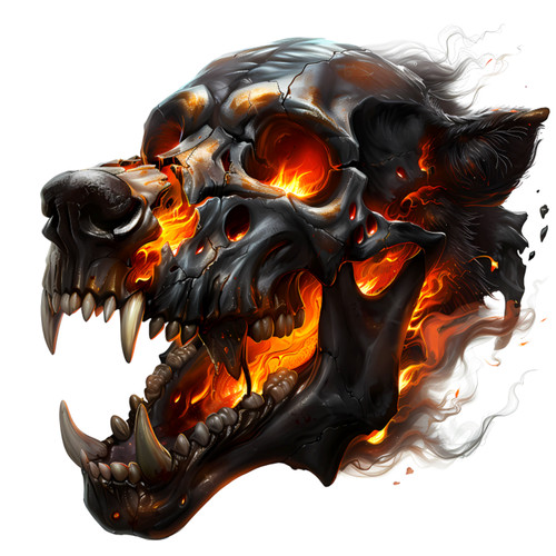 Skull fire wolf black vinyl - skull,